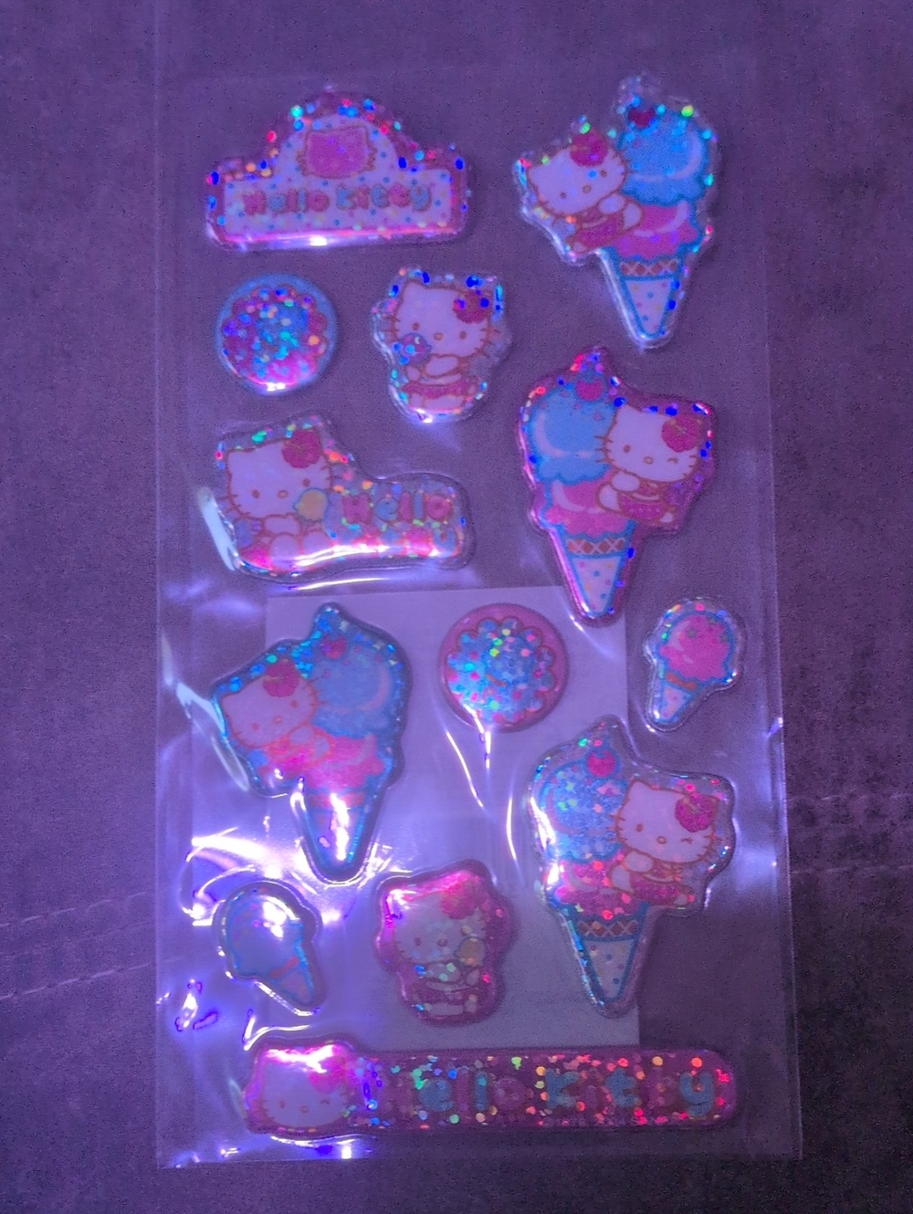 Hello Kitty Pink & Blue Holographic Puffy Stickers - Home Party Supplies